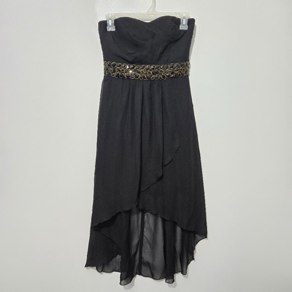 NWT Body Central Juniors Black Strapless Dress Size 3 Hi-Low Whimsigoth Hoco Y2K
